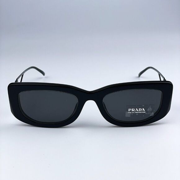 NEW Prada PR14YS 1AB5S0 Black Dark Grey Rectangle Unisex Sunglasses - Picture 3 of 14